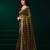 Olive floral net embroidered party wear saree with velvet blouse piece