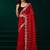 Red traditional net sequins work saree with unstitched velvet blouse