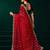 Red traditional net sequins work saree with unstitched velvet blouse