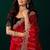 Red traditional net sequins work saree with unstitched velvet blouse