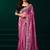 Rose pink embroidered net festival party wear saree with velvet blouse piece