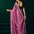Rose pink embroidered net festival party wear saree with velvet blouse piece