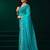 Turquoise net designer saree with sequins embroidery and velvet unstitched blouse