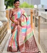 soft art silk saree with zari weaving meenakari design all over the saree & zari weawing contrast rich pallu