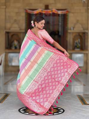 soft art silk saree with zari weaving meenakari design all over the saree & zari weawing contrast rich pallu 3