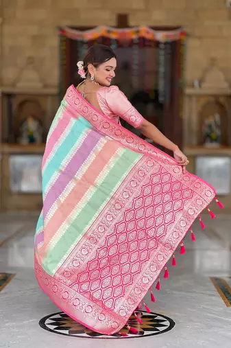 soft art silk saree with zari weaving meenakari design all over the saree & zari weawing contrast rich pallu
