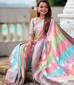 soft art silk saree with zari weaving meenakari design all over the saree & zari weawing contrast rich pallu