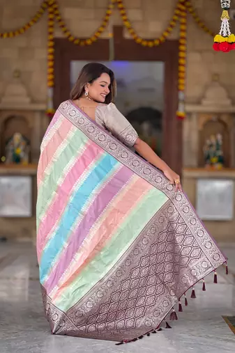 soft art silk saree with zari weaving meenakari design all over the saree & zari weawing contrast rich pallu