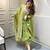 Parrot green color printed cotton anarkali suit