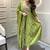 Parrot green color printed cotton anarkali suit
