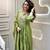 Parrot green color printed cotton anarkali suit