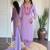 Lavender color viscose embroidered kurta set