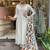 Off white color viscose chanderi sttiched straight suit