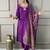 Purple color rayon embroidered straight suit
