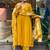 Mustard color chinon silk  anarkali suit