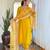 Yellow color gadhwal silk embroidered suit
