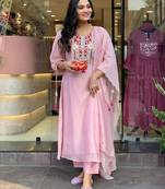Light pink color chanderi silk  kurta set
