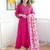 Dark pink color chanderi embroidered sttiched kurta set