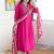 Dark pink color chanderi embroidered sttiched kurta set