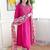 Dark pink color chanderi embroidered sttiched kurta set
