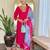 Rani pink rayon embroidered sttiched kurta set