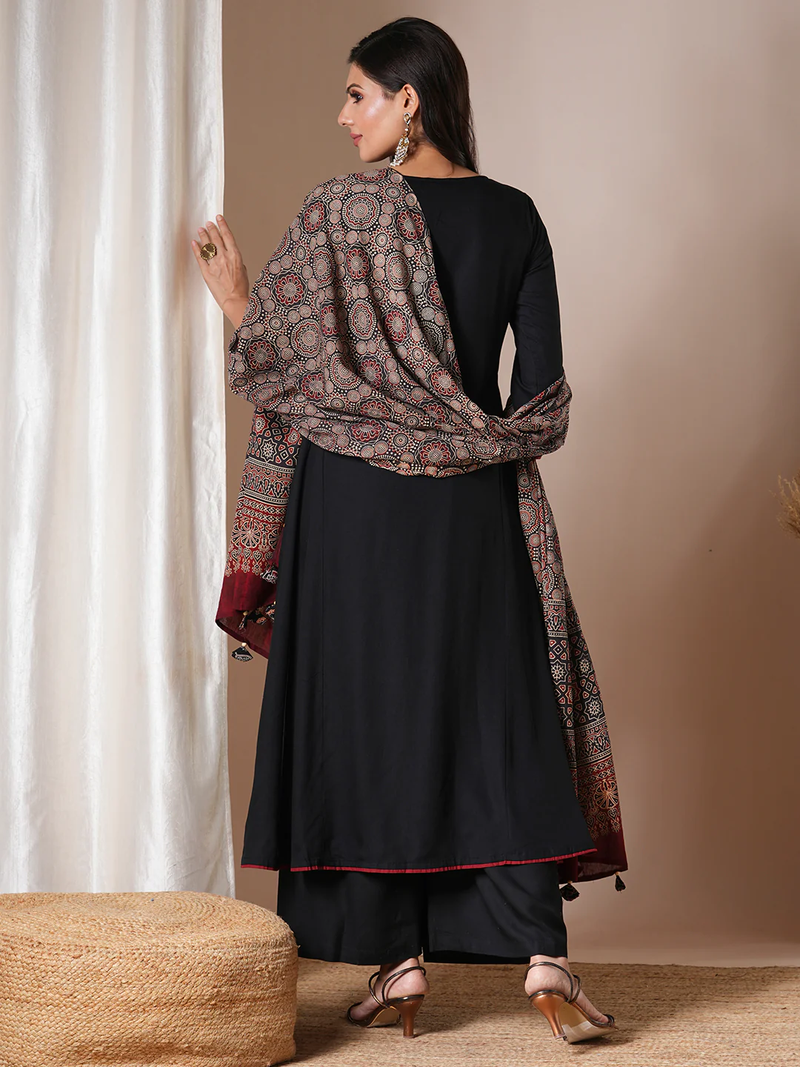 Black color viscose palazzo kurta set
