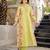 Lemon yellow chanderi butti embroidered kurta set
