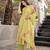 Lemon yellow chanderi butti embroidered kurta set