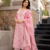 Rose pink chanderi butti embroidered kurta set