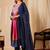 Navy blue chinon print anarkali kurta set
