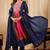 Navy blue chinon print anarkali kurta set