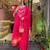 Rani pink viscose silk embroidered kurta set