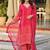 Red color chinon silk printed kurta set