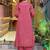 Rani pink viscose chinon embroidered kurta set