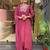 Rani pink viscose chinon embroidered kurta set
