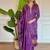 Purple color viscose printed kurta suit