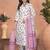 White cotton slub printed readymade kurta set