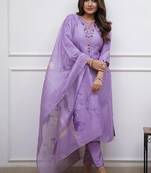 Soft rayon readymade kurta set in lavender