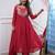 Red color chinon embroidered anarkali suit
