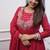 Red color chinon embroidered anarkali suit