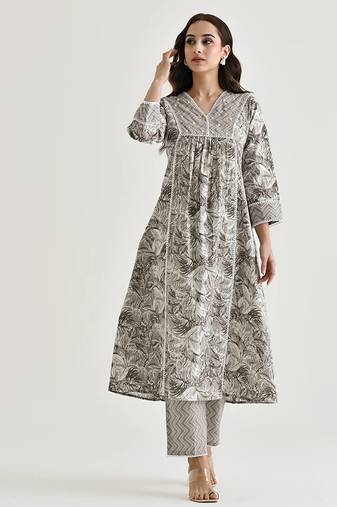Light grey color rayon readymade kurta set