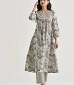 Light grey color rayon readymade kurta set