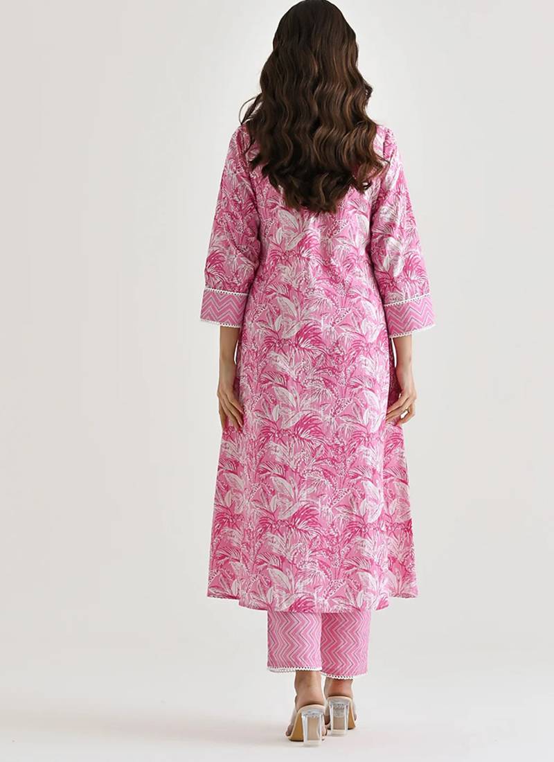Light pink color rayon readymade kurta set