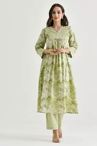 Light green color rayon readymade kurta set