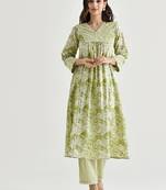 Light green color rayon readymade kurta set