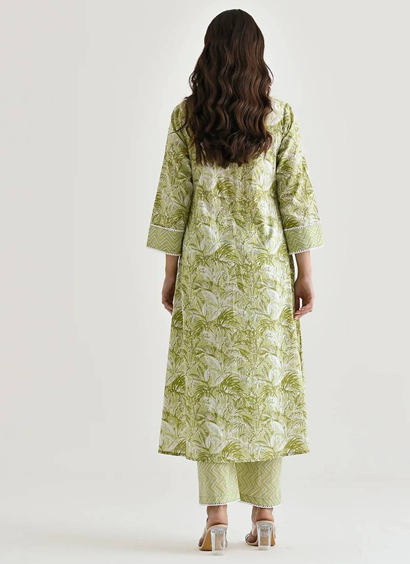 Light green color rayon readymade kurta set