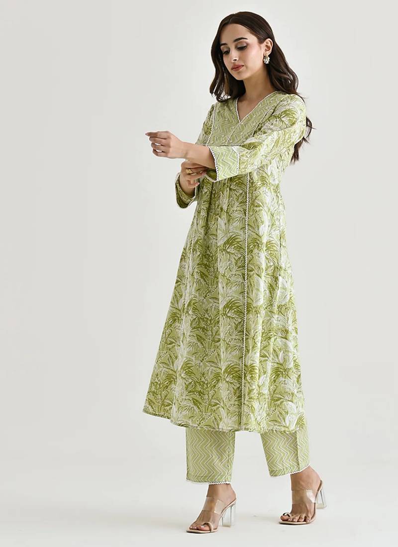 Light green color rayon readymade kurta set