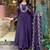 Navy blue color embroidred  silk anarkali suit