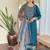 Teal blue color chanderi silk  kurta set