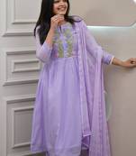 Light mauve color georgette embroidered  anarkali suit